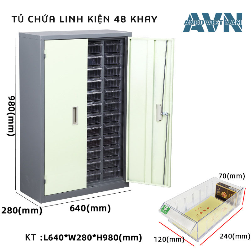 tu linh kien 48 ngan trong suot co canh