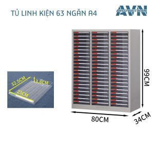 Tủ Đựng Linh Kiện 63 Ngăn A4 Không Cánh