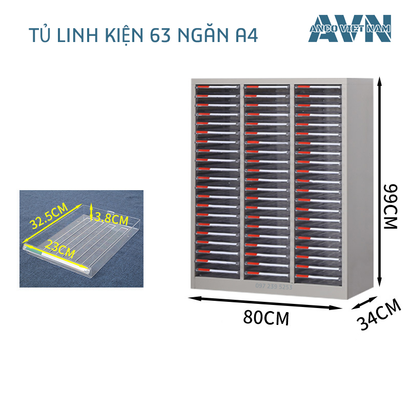 tu-linh-kien-a4-63-ngan Tủ Đựng Linh Kiện 63 Ngăn A4 Không Cánh