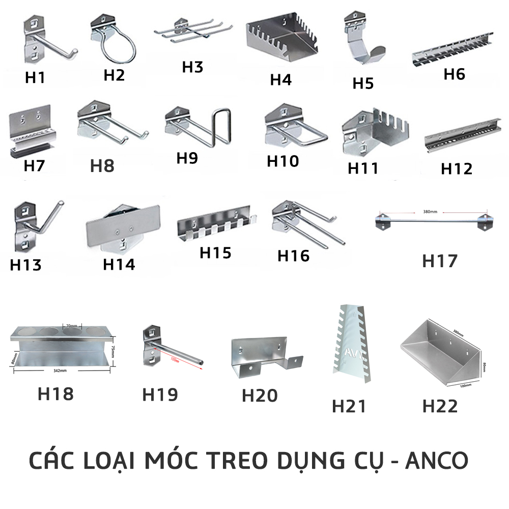 Moc-treo-dung-cu-cac-loai-anco Các loại móc treo dụng cụ Anco sản xuất