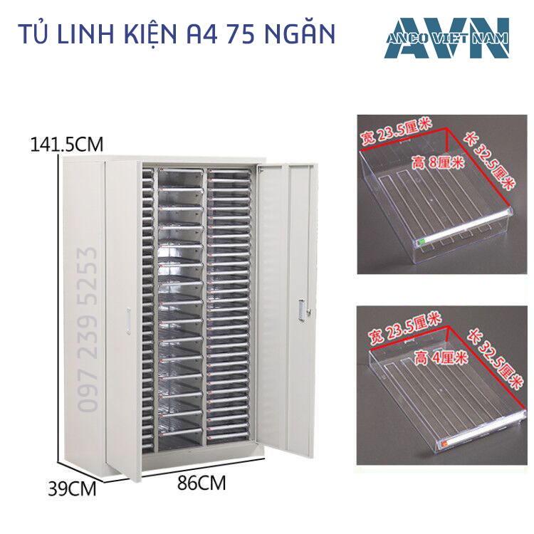 tu-dung-linh-kien-75-ngan-a4 Tủ Đựng Linh Kiện 75 Ngăn A4 Có Cánh