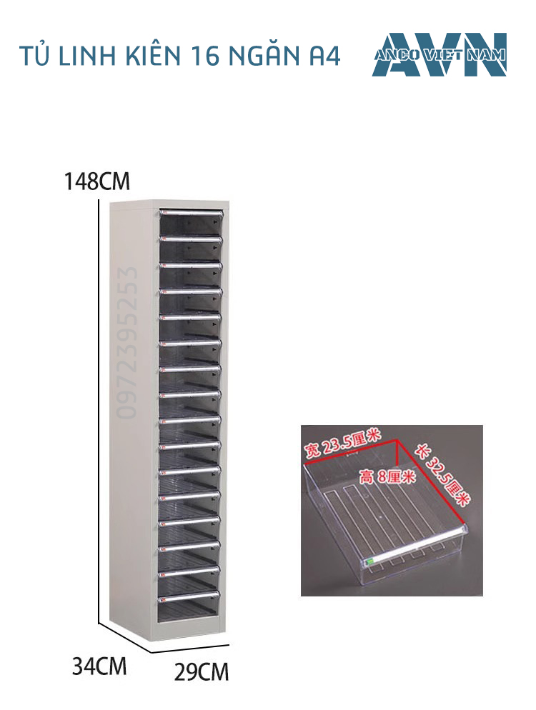 tu-linh-kien-16-ngan-a4 Tủ Đựng Linh Kiện 16 Ngăn A4 Không Cánh